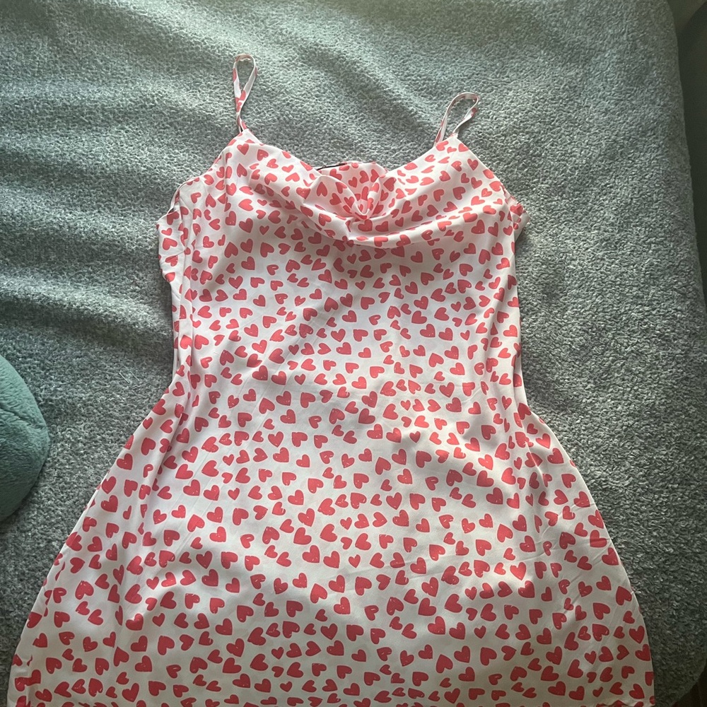 Heart Cowl Neck/Drape Back Slip Dress